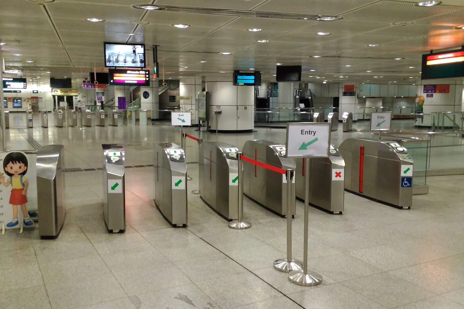 MRT fare gates at Dhoby Ghaut station, Singapore